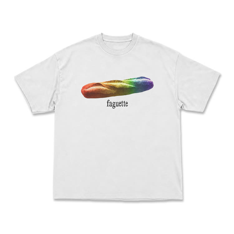 Playful Rainbow Baguette Graphic T-Shirt - White - US16-18(2XL) - image 1
