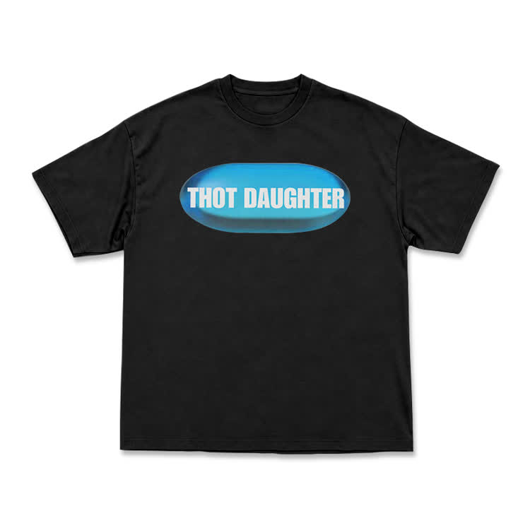 Casual THOT DAUGHTER Graphic Short Sleeve T Shirt - Black - US16-18(2XL) - image 2