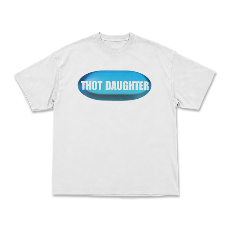 Casual THOT DAUGHTER Graphic Short Sleeve T Shirt - White - US16-18(2XL) - image 1