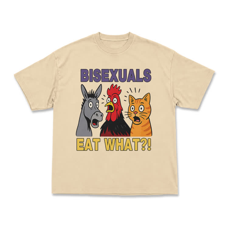 Bisexuals Eat What?! Cartoon Animal Graphic T-Shirt - Apricot - US16-18(2XL) - image 6