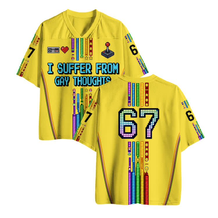Y2K Gamecore 67 Print Lightweight Athletic Style print Mesh Jersey - Yellow - 4XL - image 2