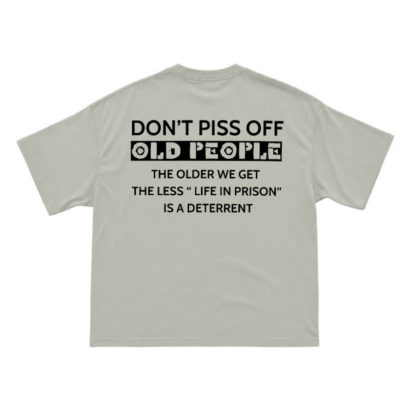 Casual Don't Piss Off Old People Back Graphic T-Shirt - Warm Grey - US16-18(2XL) - image 4