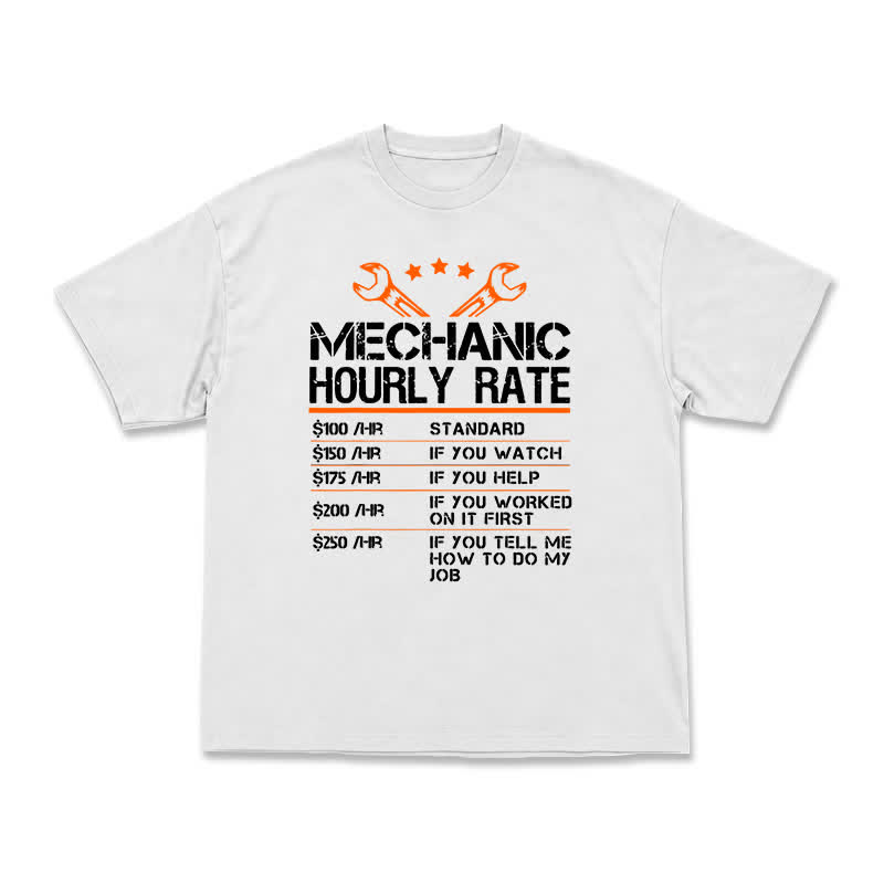 Vintage Mechanic Hourly Rate Graphic Crewneck T-Shirt - White - US16-18(2XL) - image 2