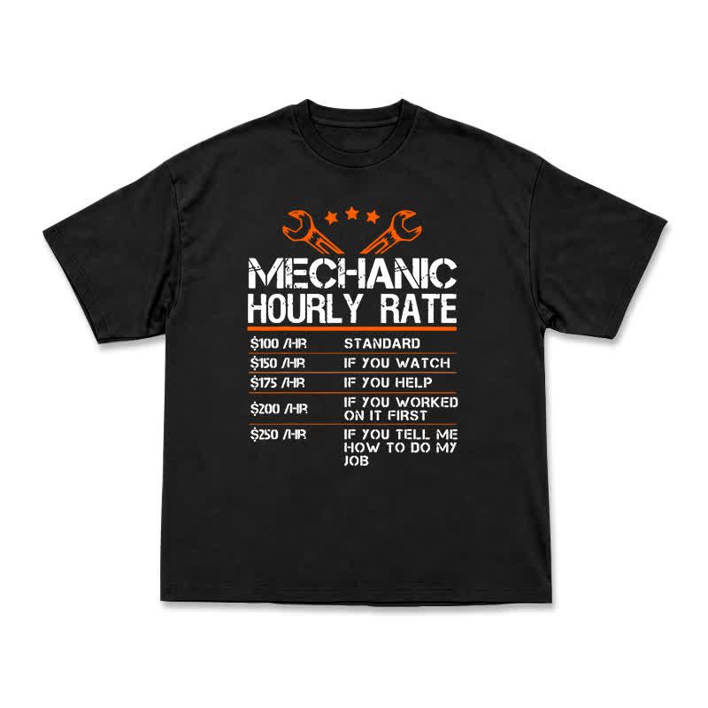 Vintage Mechanic Hourly Rate Graphic Crewneck T-Shirt - Black - US16-18(2XL) - image 1
