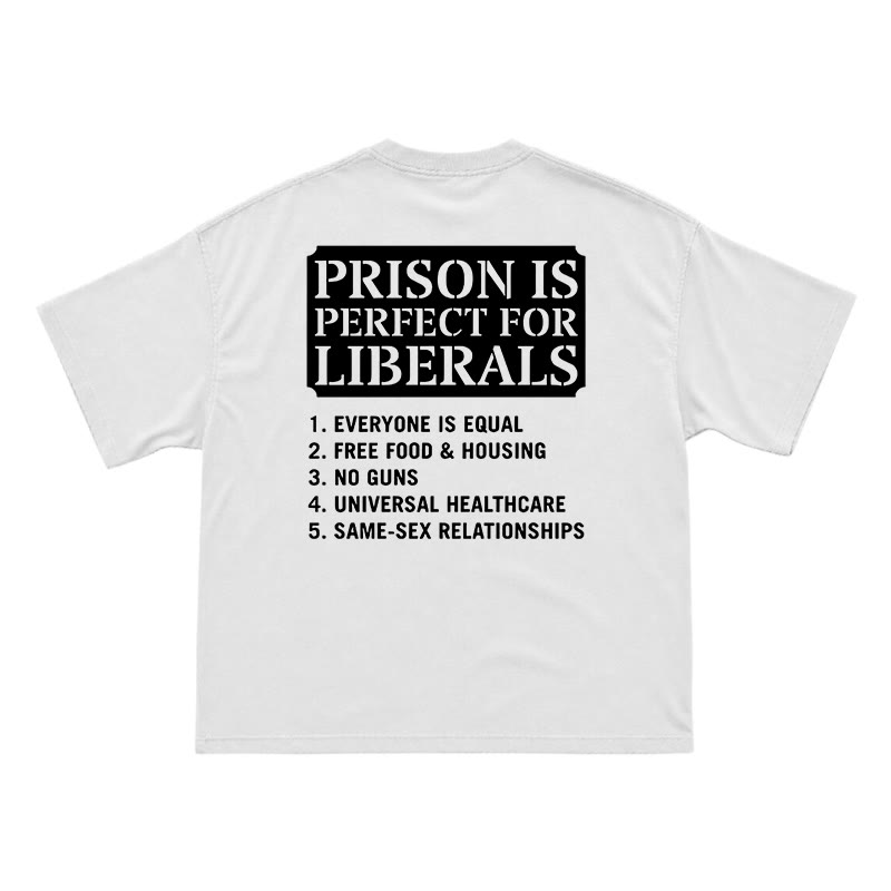 Streetwear Slogan Graphic Crewneck Tee with Bold Back Print - White - US16-18(2XL) - image 2