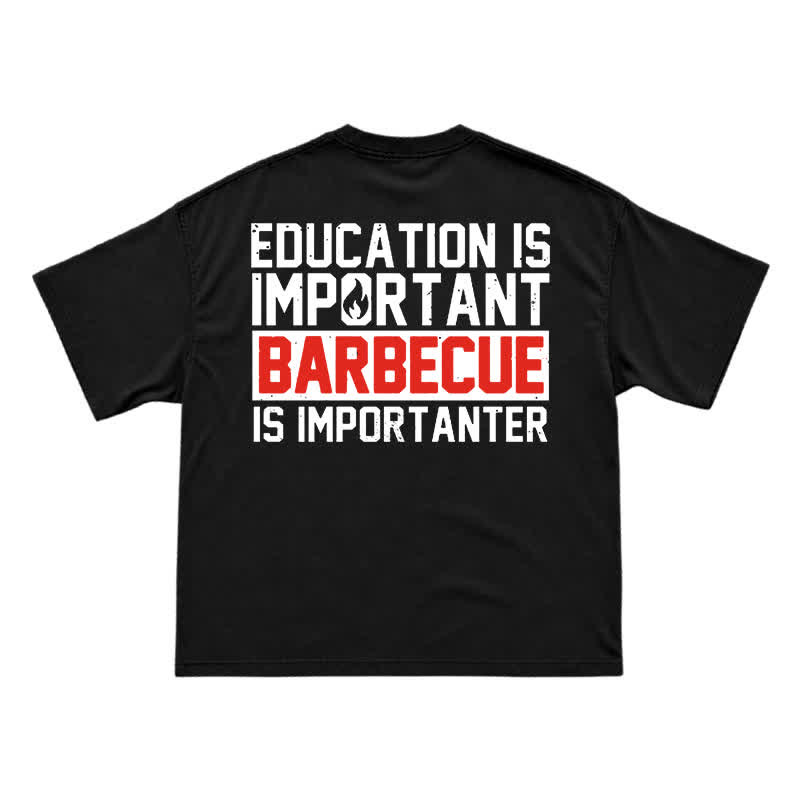 Street Casual Barbecue Slogan Back Print Unisex T-Shirt - Black - US16-18(2XL) - image 1