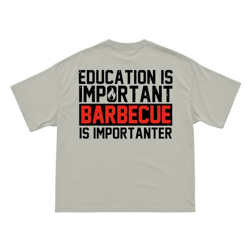 Street Casual Barbecue Slogan Back Print Unisex T-Shirt - Warm Grey - US16-18(2XL) - image 3