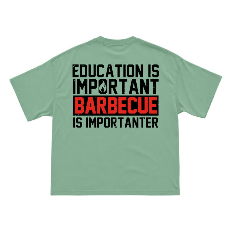 Street Casual Barbecue Slogan Back Print Unisex T-Shirt - Light Green - US16-18(2XL) - image 6