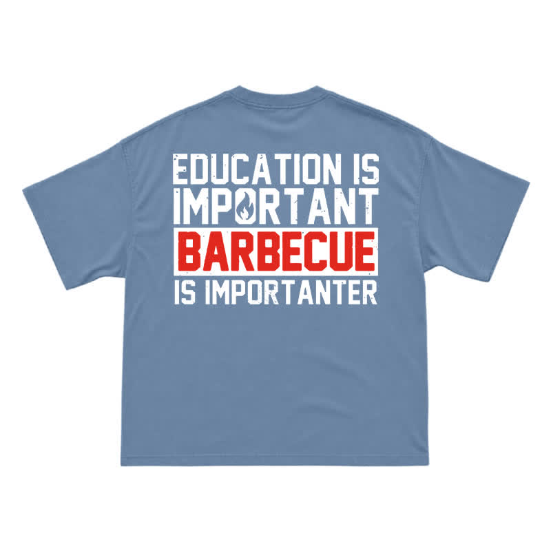 Street Casual Barbecue Slogan Back Print Unisex T-Shirt - Dusty Blue - US16-18(2XL) - image 5