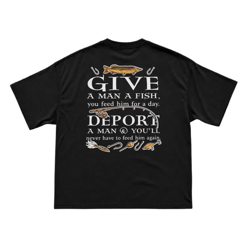 Vintage Fishing Statement Back Print T-Shirt - Black - US16-18(2XL) - image 1
