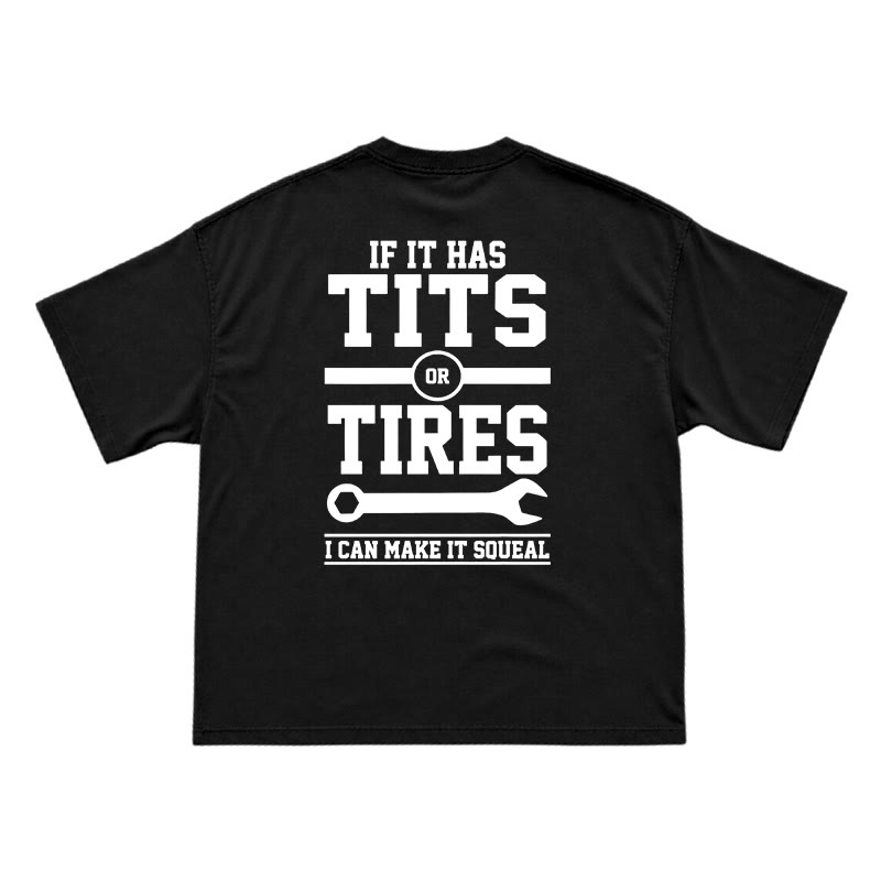 Workwear Inspired Mechanic Humor Oversized Back Graphic T-Shirt - Black - US16-18(2XL) - image 1