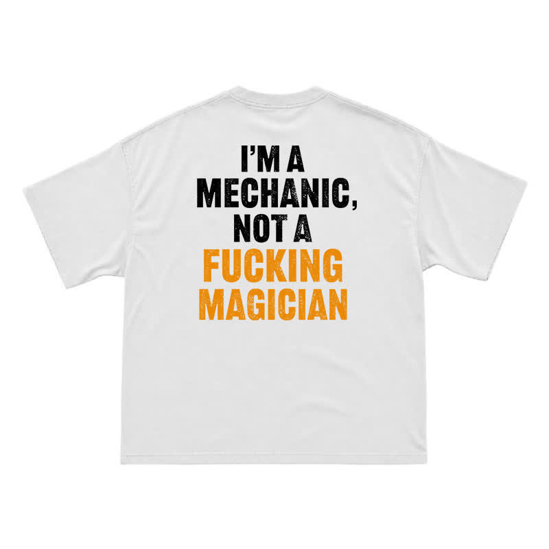 Relaxed Fit Mechanic Attitude Graphic Back Print T-Shirt - White - US16-18(2XL) - image 2
