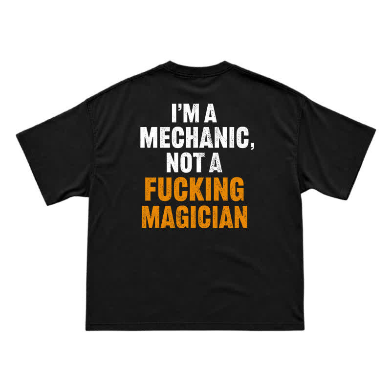 Relaxed Fit Mechanic Attitude Graphic Back Print T-Shirt - Black - US16-18(2XL) - image 1