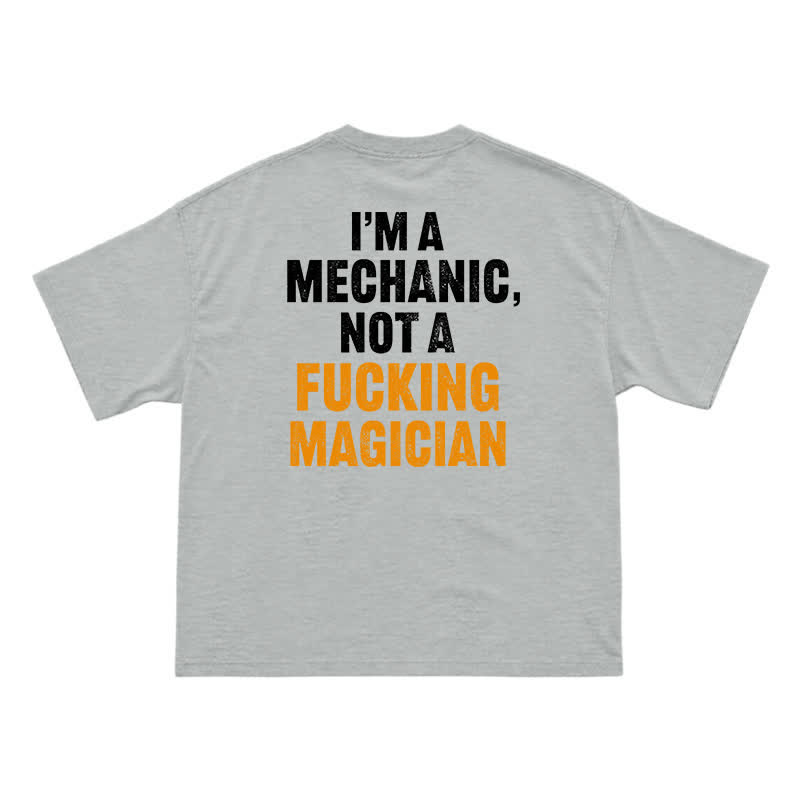 Relaxed Fit Mechanic Attitude Graphic Back Print T-Shirt - Grey - US16-18(2XL) - image 10