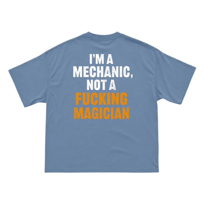 Relaxed Fit Mechanic Attitude Graphic Back Print T-Shirt - Dusty Blue - US16-18(2XL) - image 9