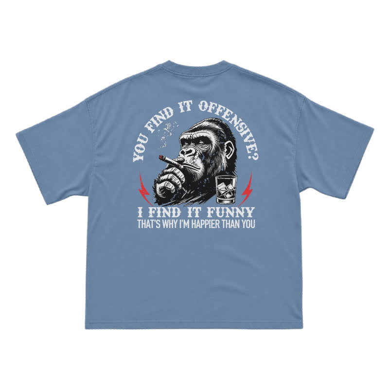 You Find It Offensive? I Find It Funny – Funny Gorilla Cigar T-Shirt for Men, Sarcastic Humor Graphic Tee - Dusty Blue - US16-18(2XL) - image 11