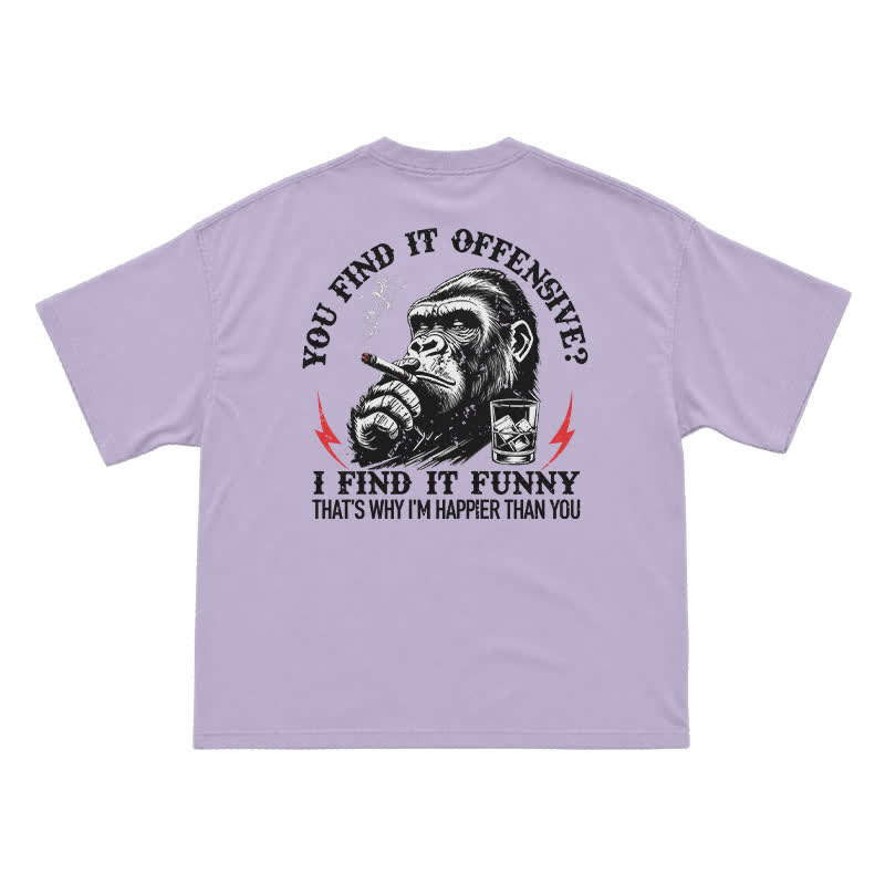You Find It Offensive? I Find It Funny – Funny Gorilla Cigar T-Shirt for Men, Sarcastic Humor Graphic Tee - Purple - US16-18(2XL) - image 10