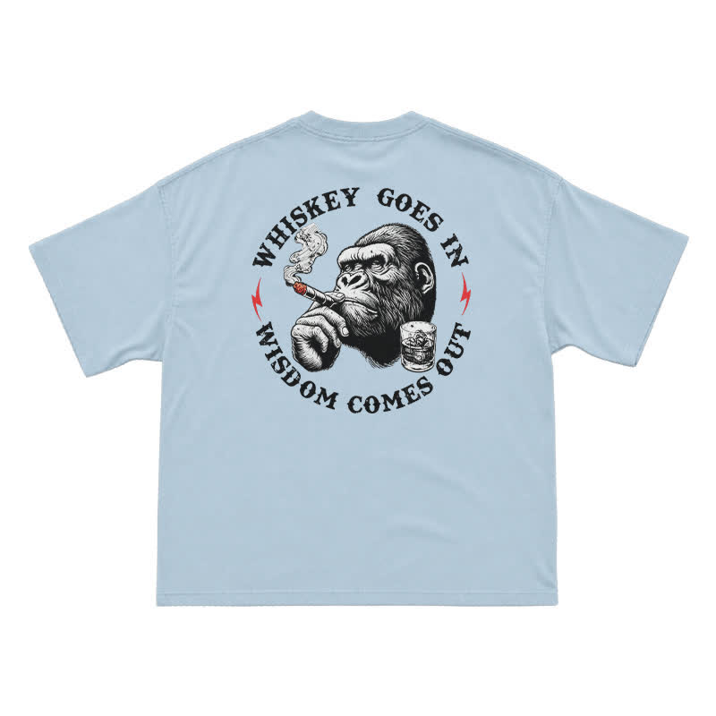 Whiskey Goes In Wisdom Comes Out Funny T-Shirt for Men - Light Blue - US16-18(2XL) - image 5