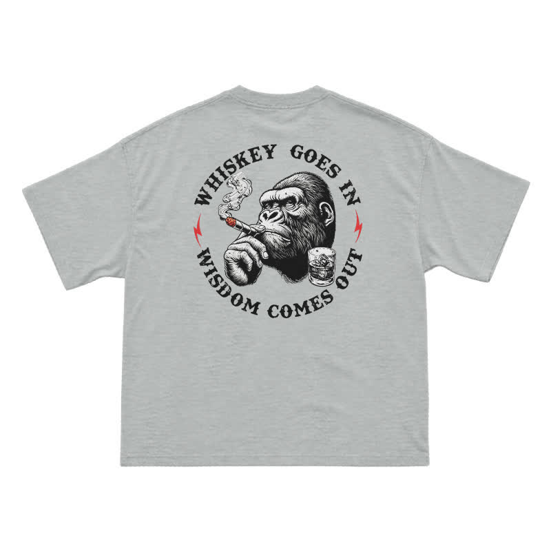 Whiskey Goes In Wisdom Comes Out Funny T-Shirt for Men - Grey - US16-18(2XL) - image 4