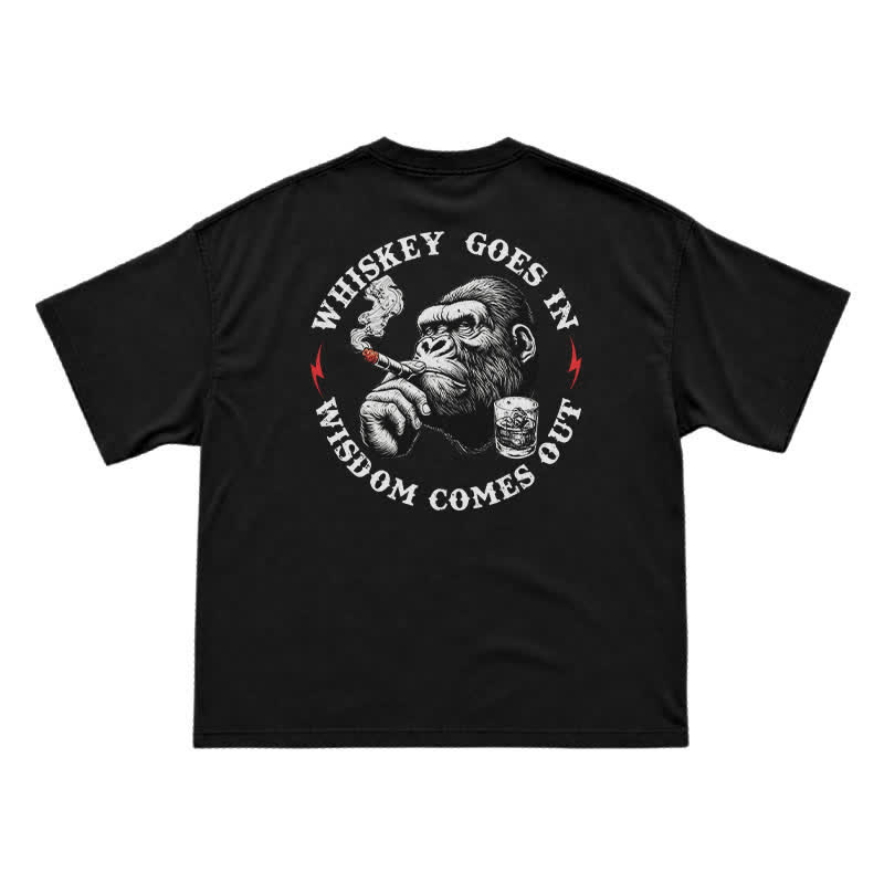 Whiskey Goes In Wisdom Comes Out Funny T-Shirt for Men - Black - US16-18(2XL) - image 1