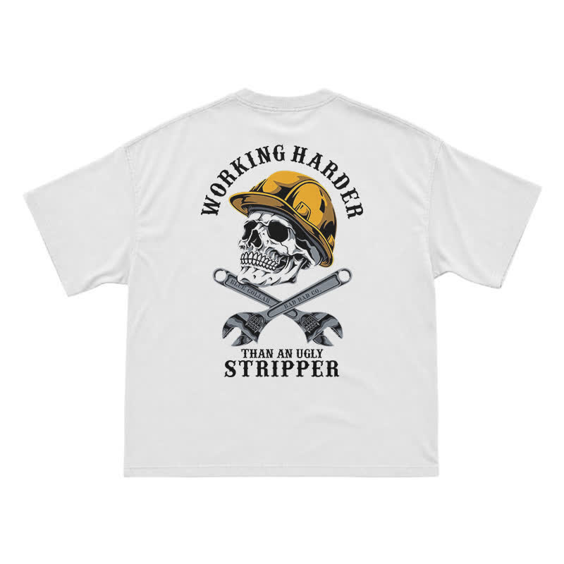 Blue Collar Skull and Wrench Oversized Back Graphic T-Shirt - White - US16-18(2XL) - image 2