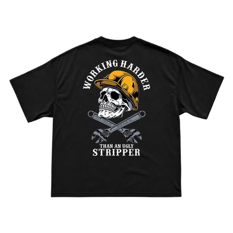 Blue Collar Skull and Wrench Oversized Back Graphic T-Shirt - Black - US16-18(2XL) - image 1