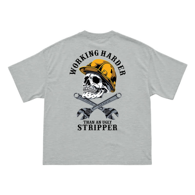 Blue Collar Skull and Wrench Oversized Back Graphic T-Shirt - Grey - US16-18(2XL) - image 9