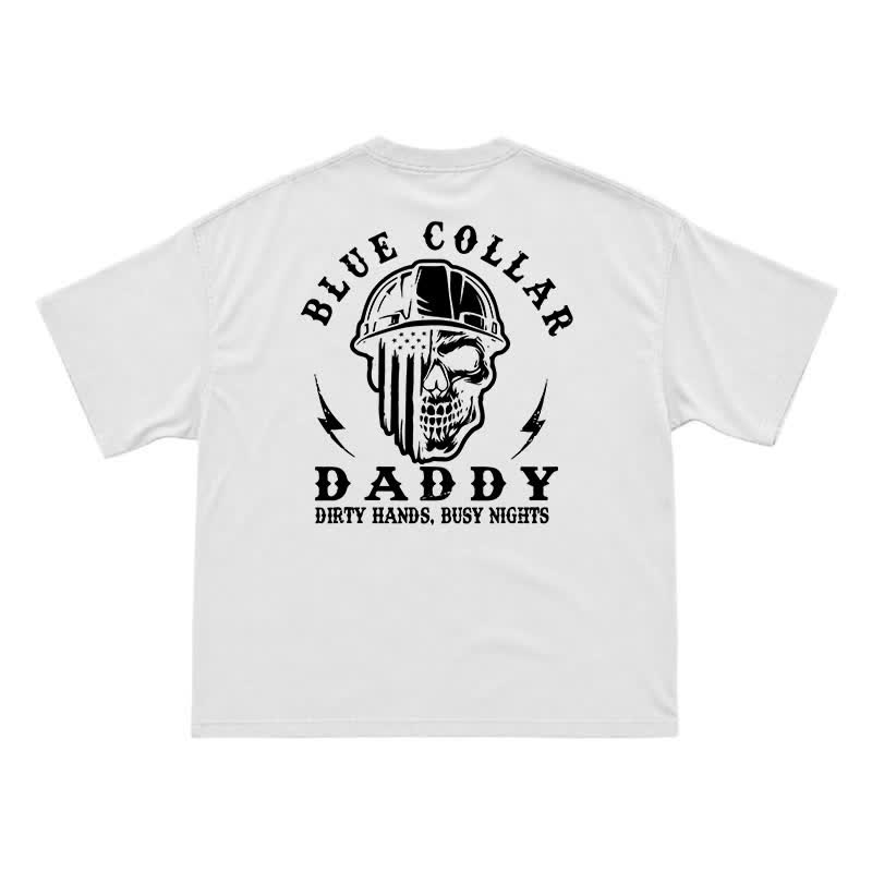 Retro Industrial Helmet Skull Loose Fit Streetwear Graphic T-Shirt - White - US16-18(2XL) - image 2