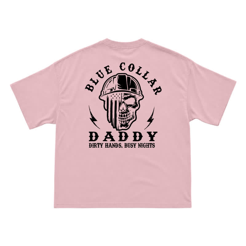 Retro Industrial Helmet Skull Loose Fit Streetwear Graphic T-Shirt - Pink - US16-18(2XL) - image 3