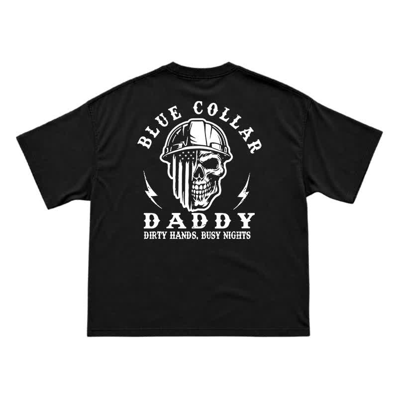 Retro Industrial Helmet Skull Loose Fit Streetwear Graphic T-Shirt - Black - US16-18(2XL) - image 1