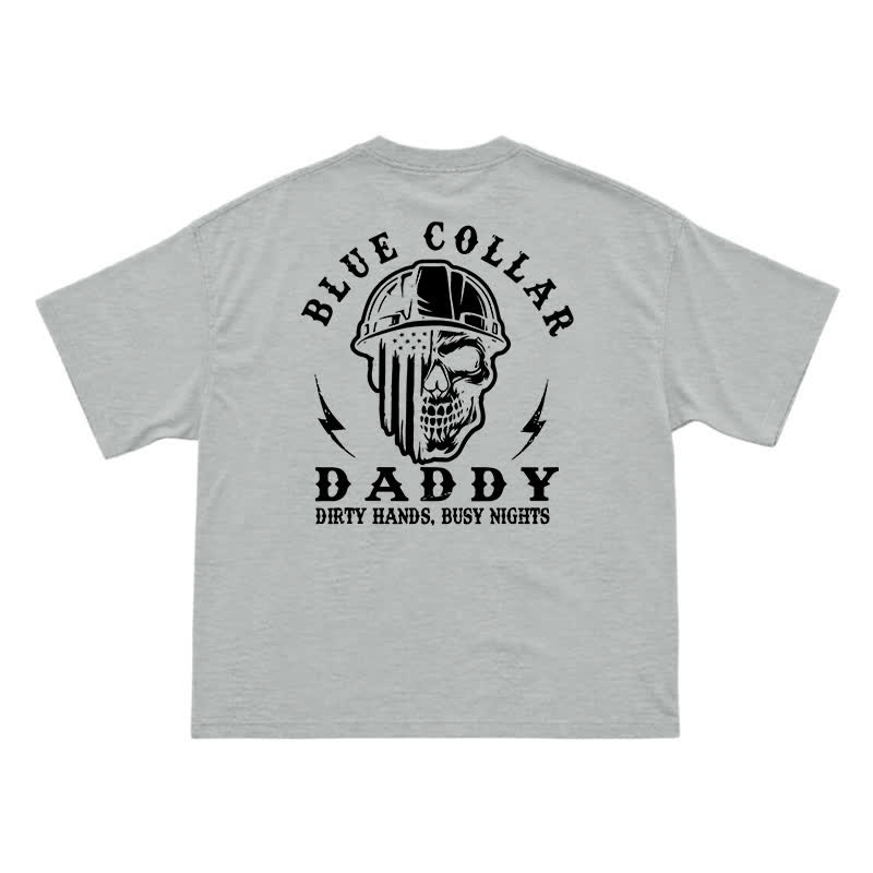 Retro Industrial Helmet Skull Loose Fit Streetwear Graphic T-Shirt - Grey - US16-18(2XL) - image 11