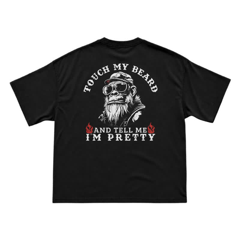 Touch My Beard Funny Biker Shirt for Men – Vintage Gorilla Graphic Tee - Black - US16-18(2XL) - image 1