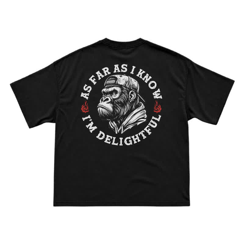 "As Far As I Know I'm Delightful" Gorilla Graphic Tee - Vintage Streetwear Black T-Shirt - Black - US16-18(2XL) - image 1