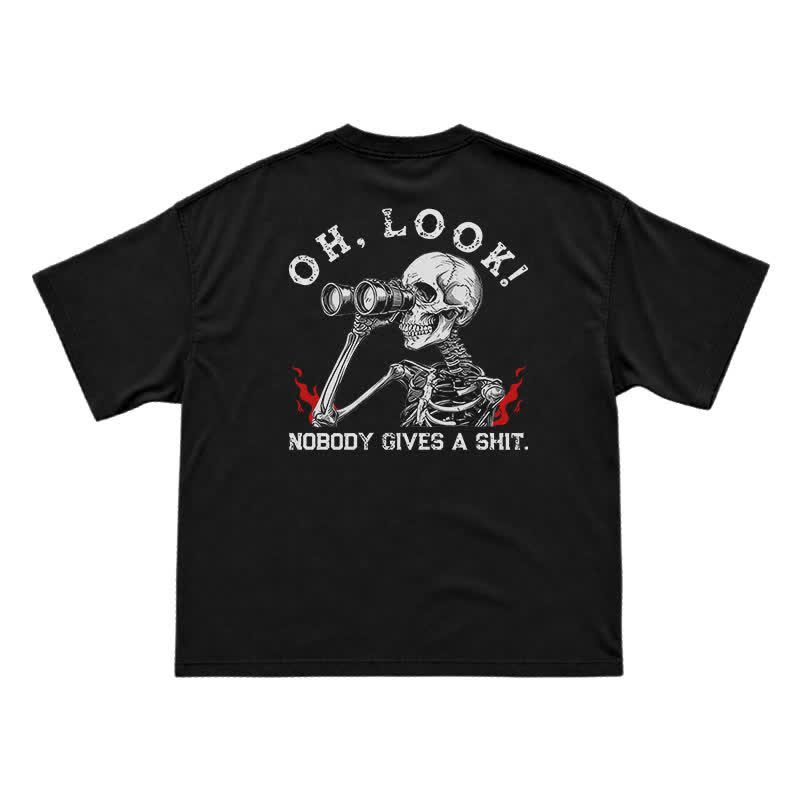 Nobody Gives A Shit Funny Skull Graphic T-Shirt for Men | Sarcastic Dark Humor Tee - Black - US16-18(2XL) - image 1