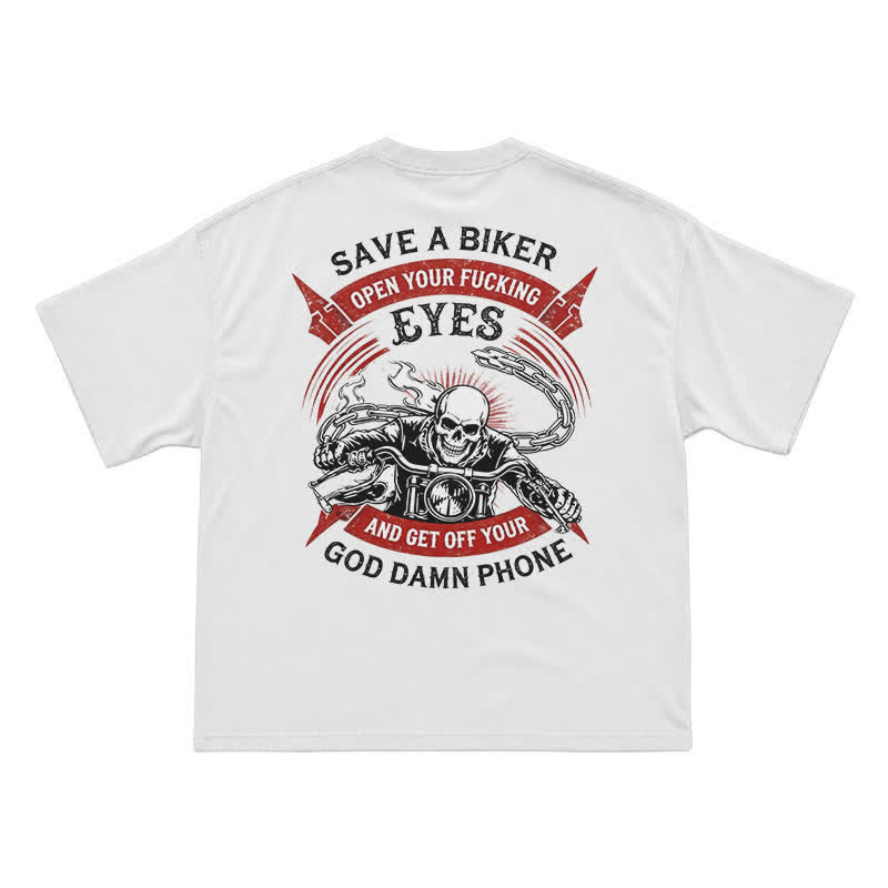 Street Moto Skull Rider Oversized Back Graphic T-Shirt - White - US16-18(2XL) - image 2