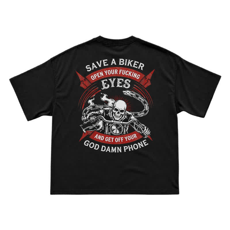 Street Moto Skull Rider Oversized Back Graphic T-Shirt - Black - US16-18(2XL) - image 1