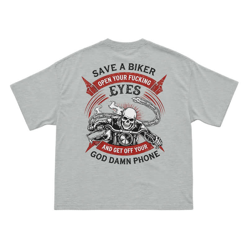 Street Moto Skull Rider Oversized Back Graphic T-Shirt - Grey - US16-18(2XL) - image 15