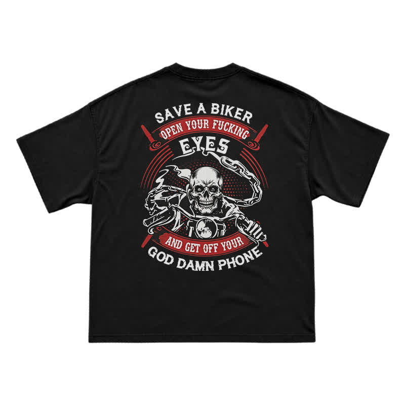 Rebel Skull Rider Back Graphic Oversized Streetwear T-Shirt - Black - US16-18(2XL) - image 1
