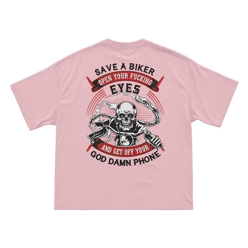 Rebel Skull Rider Back Graphic Oversized Streetwear T-Shirt - Pink - US16-18(2XL) - image 10