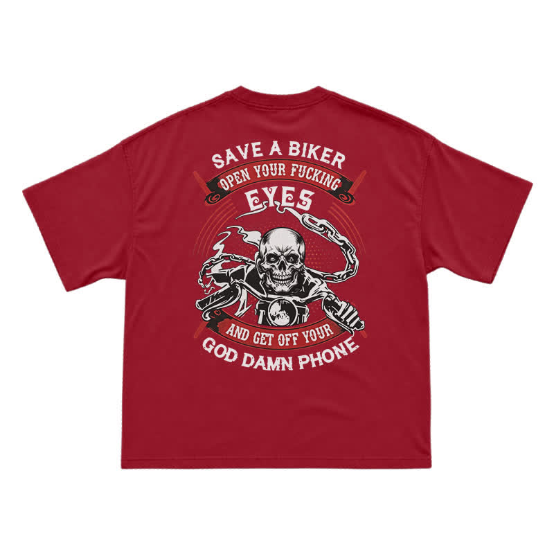 Rebel Skull Rider Back Graphic Oversized Streetwear T-Shirt - Red - US16-18(2XL) - image 9