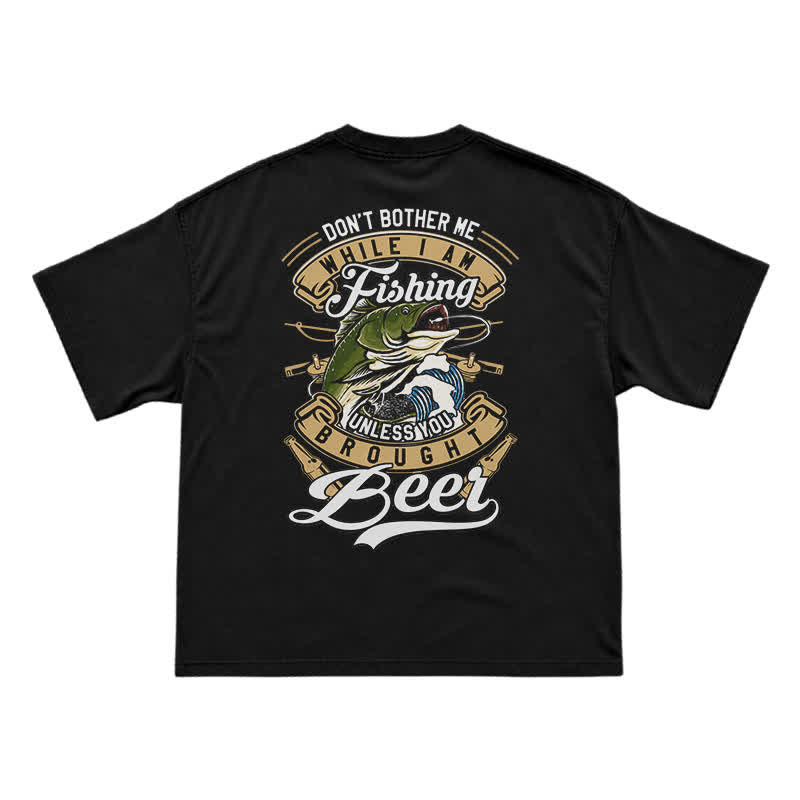 Retro Bass and Bottle Back Print Boxy T-Shirt - Black - US16-18(2XL) - image 1