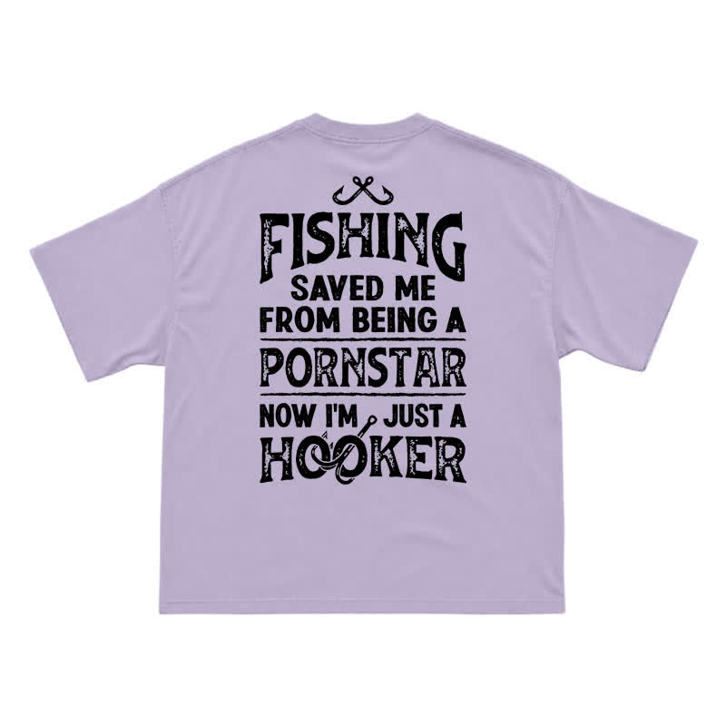 Vintage Fishing Saved Me Back Graphic Casual T-Shirt - Purple - US16-18(2XL) - image 5