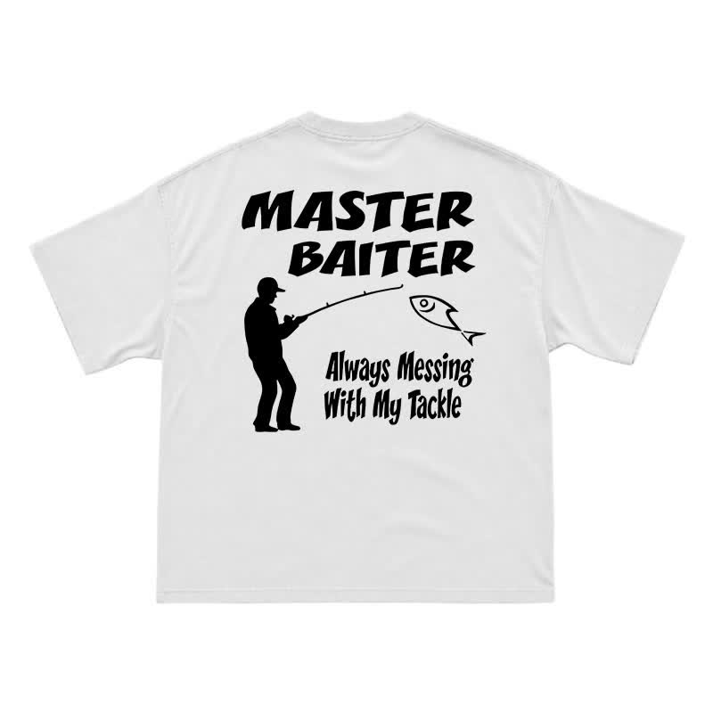 Funny Fishing Slogan Relaxed Fit Back Print T-Shirt - White - US16-18(2XL) - image 2