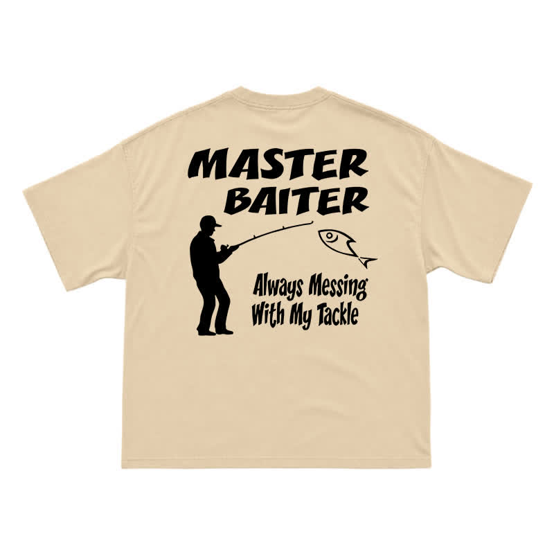 Funny Fishing Slogan Relaxed Fit Back Print T-Shirt - Apricot - US16-18(2XL) - image 4