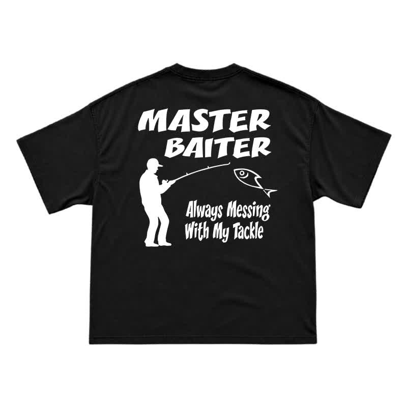 Funny Fishing Slogan Relaxed Fit Back Print T-Shirt - Black - US16-18(2XL) - image 1