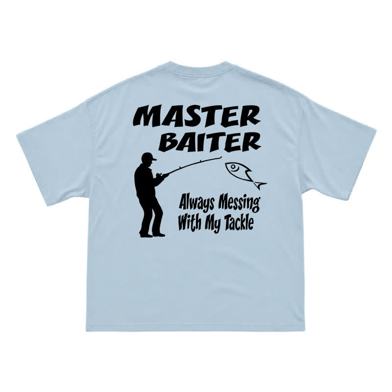 Funny Fishing Slogan Relaxed Fit Back Print T-Shirt - Light Blue - US16-18(2XL) - image 3