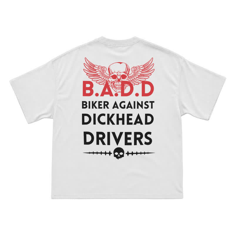 Biker Against Dickhead Drivers Statement Graphic T-Shirt - White - US16-18(2XL) - image 2