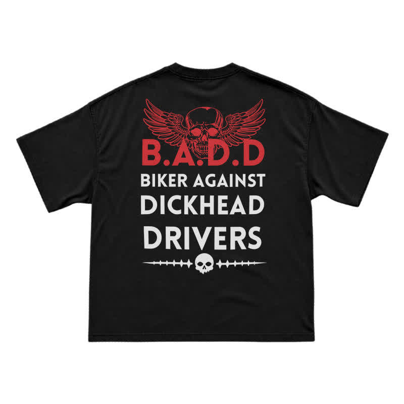 Biker Against Dickhead Drivers Statement Graphic T-Shirt - Black - US16-18(2XL) - image 1