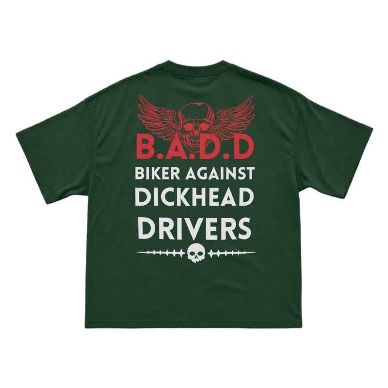 Biker Against Dickhead Drivers Statement Graphic T-Shirt - Green - US16-18(2XL) - image 4