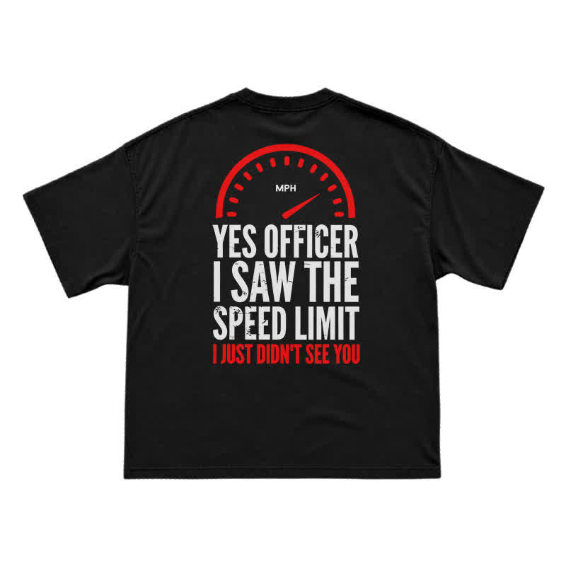 Yes Officer Speed Limit Joke Back Graphic T-Shirt - Black - US16-18(2XL) - image 1